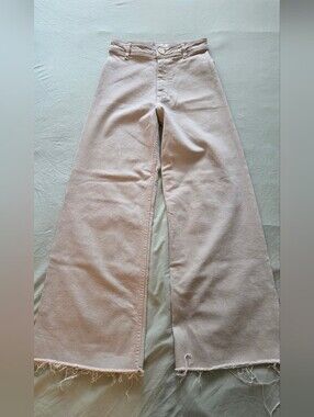 Zara Women's Cream Flare Jeans